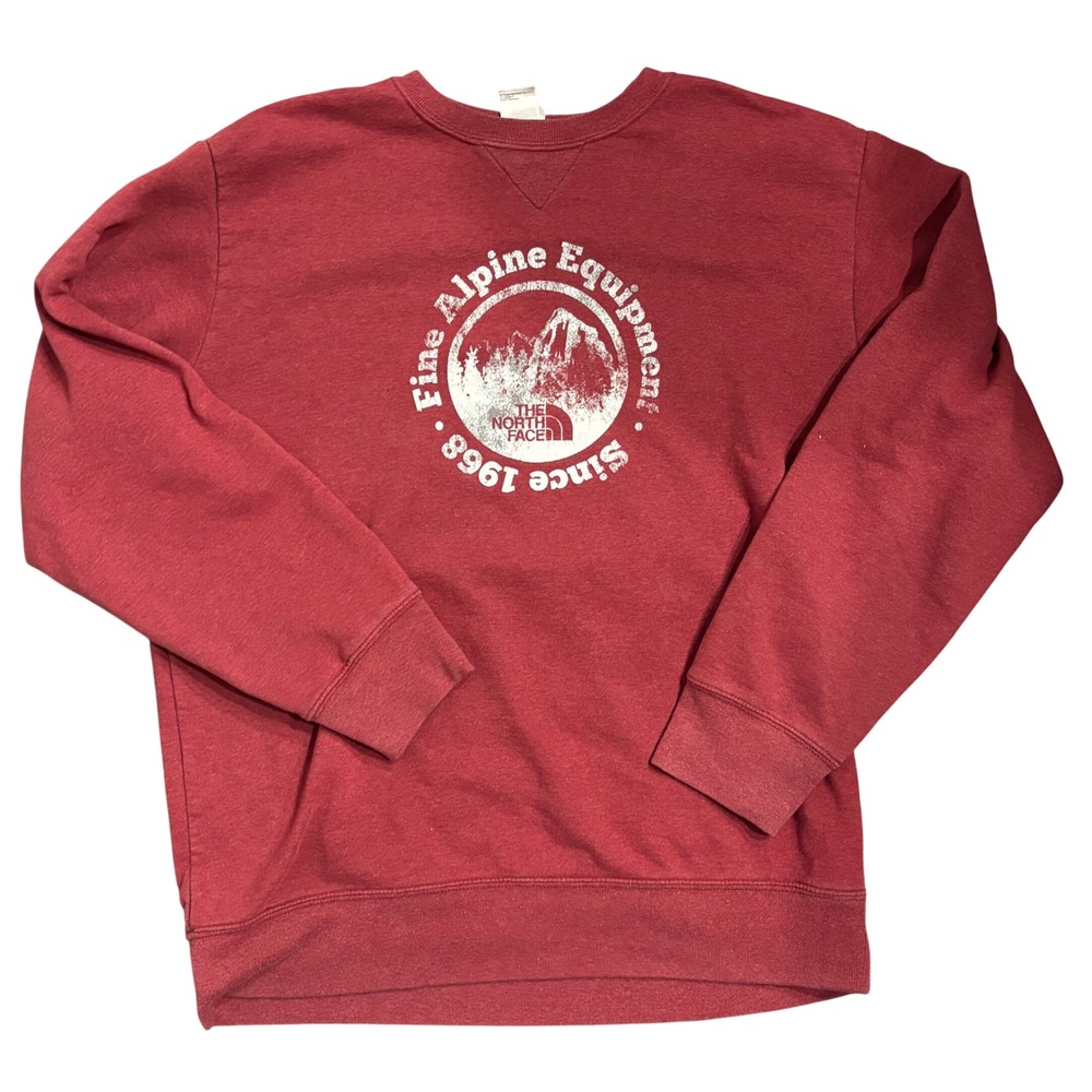 The North Face Mens Fine Alpine Equipment Graphic Crewneck Sweatshirt Red Large